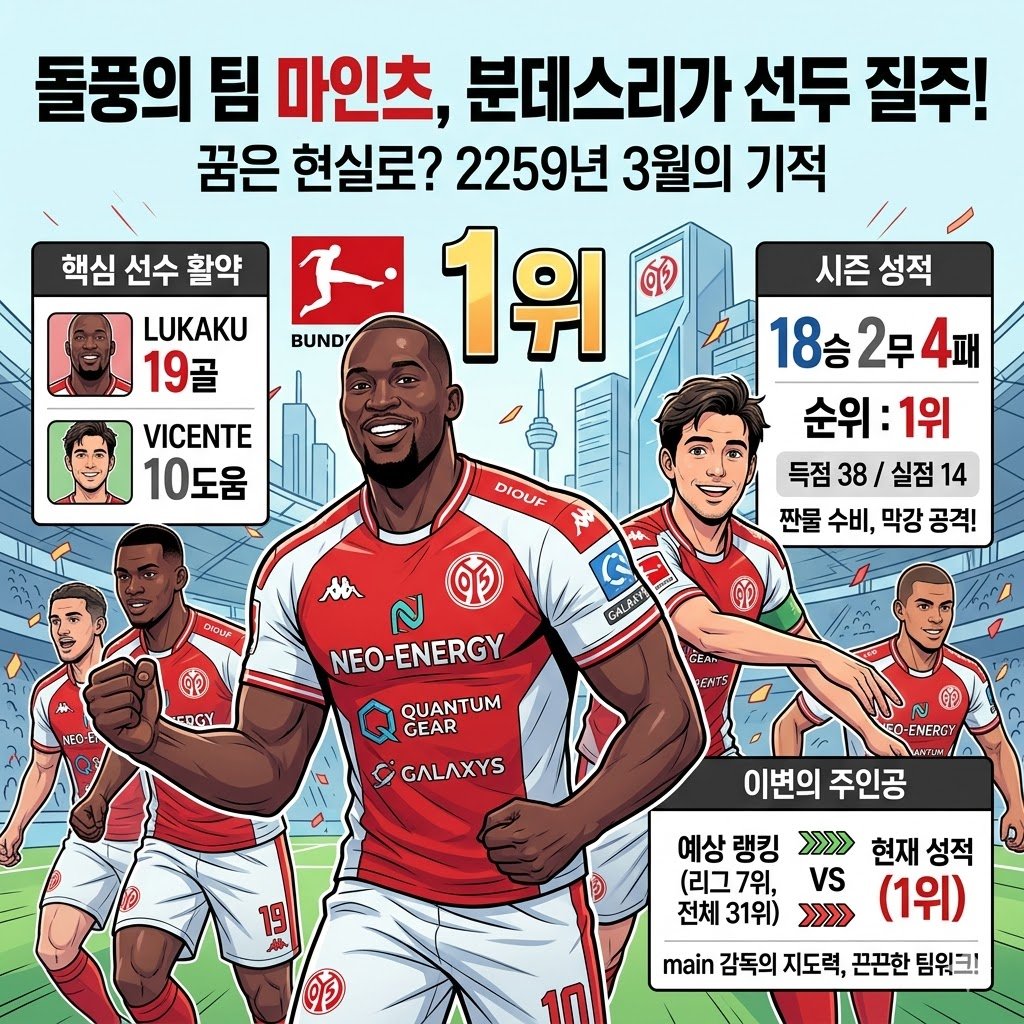 마인츠 돌풍[!] 루카쿠, 우승 이끌까